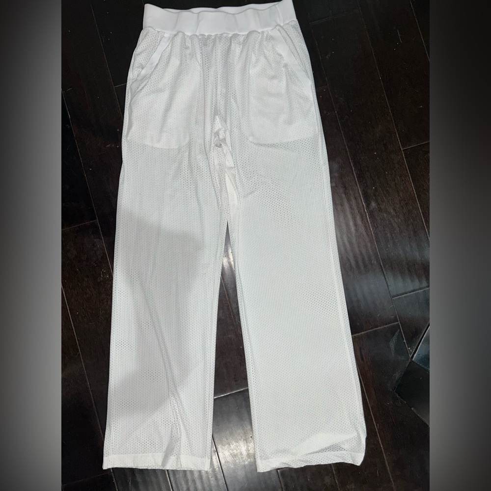 new ALO Yoga M White Wide Leg Mesh Pants athletic sweatpants sweats - Picture 4 of 6